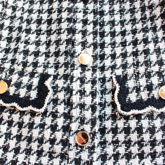 Sandro Houndstooth Tweed Jacket, Black, Size 36 / S - Picture 5 of 11